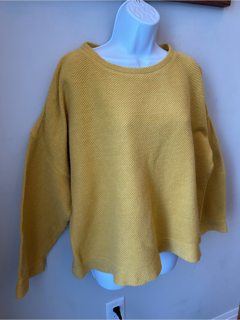 100% COTTON Oversized Knit Sweater - Mustard Yellow Cottagecore Coastal Grandma